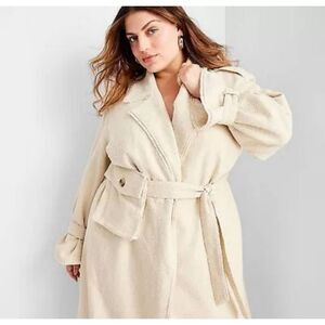 Future Collective Cream Coat With Belt Size 2X